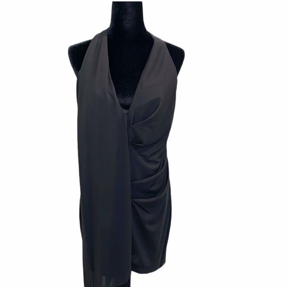 ONE33 Social Fringe Drape Minidress in Black New with Tags! Size 12 - Picture 12 of 15